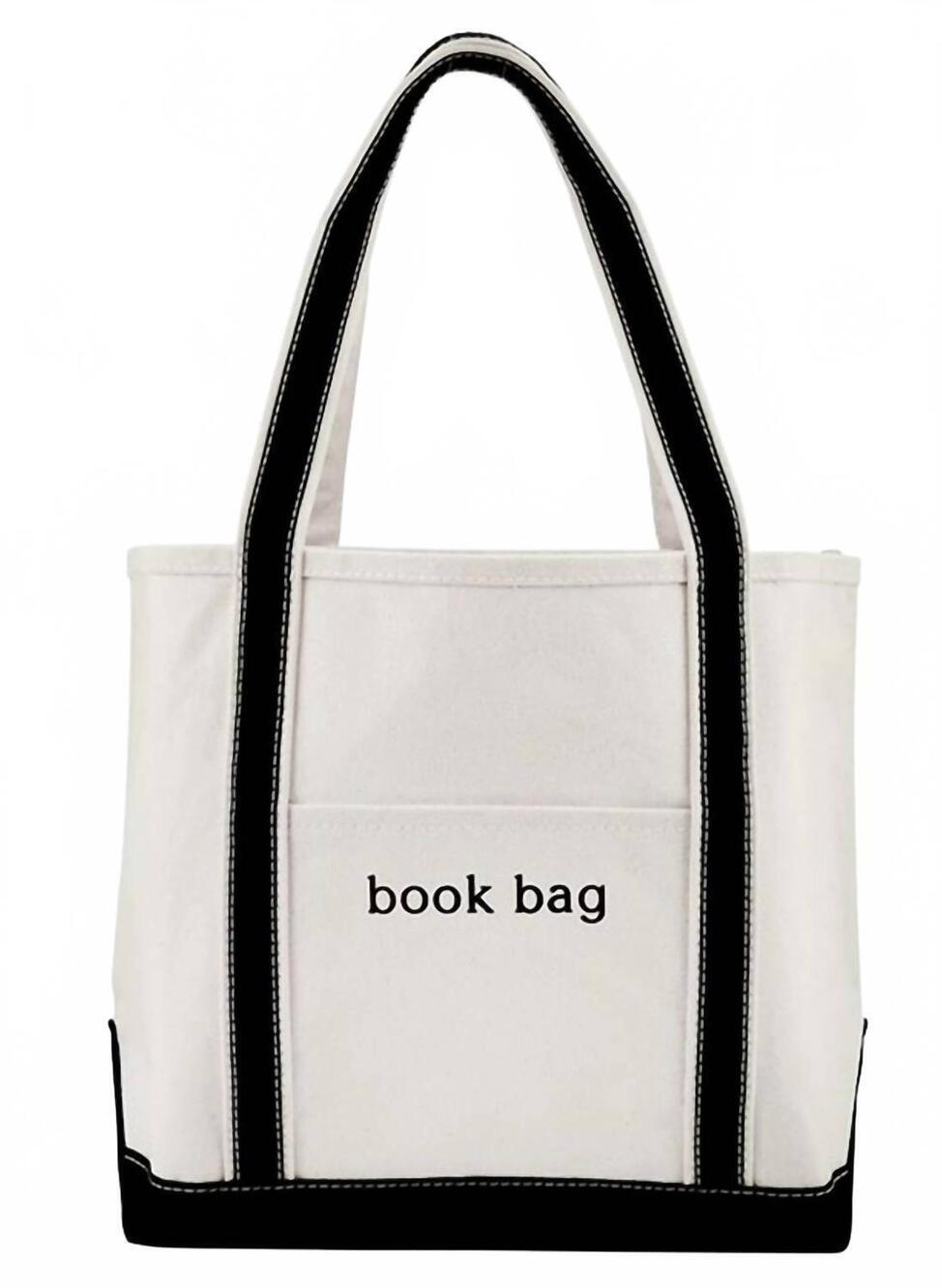 NEW SANTA BARBARA women's book canvas tote bag in white